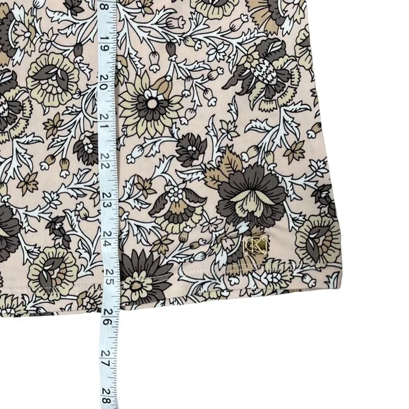 Calvin Klein Flutter Sleeve Floral Blouse Neutral Top M - Picture 7 of 9